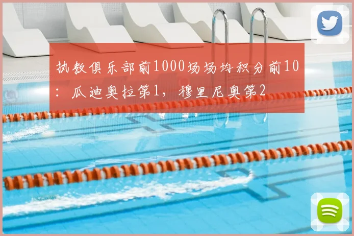 执教俱乐部前1000场场均积分前10：瓜迪奥拉第1，穆里尼奥第2